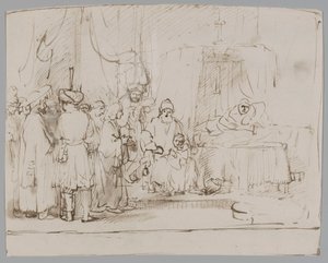 Josef fortæller sine drømme til sine forældre og brødre af Rembrandt van Rijn