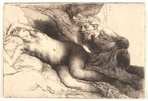 Jupiter og Antiope: den større plade af Rembrandt van Rijn