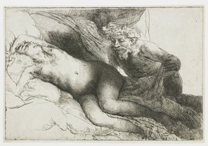 Jupiter og Antiope: den større plade af Rembrandt van Rijn