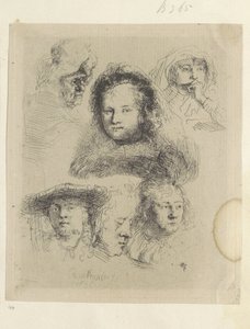 Kopstudies af Saskia en anden Samling af 85 originale tryk (serietitel) af Rembrandt van Rijn