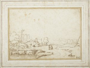 Landskab med en del af en dam af Rembrandt van Rijn