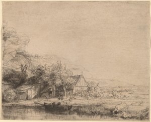Landskab med en ko af Rembrandt van Rijn