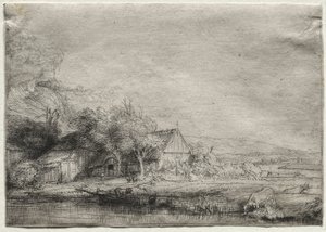 Landskab med en ko af Rembrandt van Rijn
