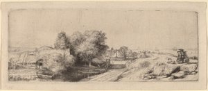 Landskab med en mælkemand af Rembrandt van Rijn