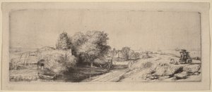 Landskab med en mælkemand af Rembrandt van Rijn