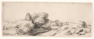 Landskab med en mælkemand af Rembrandt van Rijn