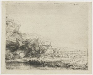 Landskab med en ko, der drikker af Rembrandt van Rijn