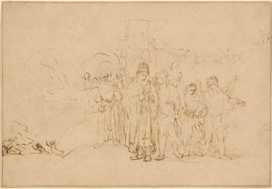 Lot og hans familie forlader Sodoma af Rembrandt van Rijn