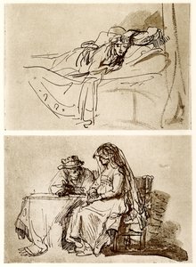 Løgnende kvinde, snakken af Rembrandt van Rijn