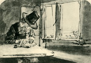 Mand tegner ved vindue, midten af det 17. århundrede, 1943. af Rembrandt van Rijn