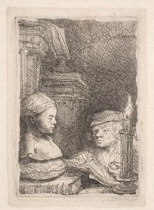 Mand, der tegner efter en afstøbning af Rembrandt van Rijn