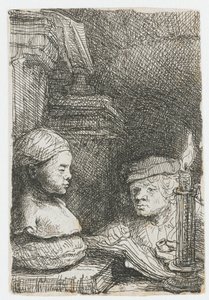 Mand, der tegner efter en afstøbning af Rembrandt van Rijn