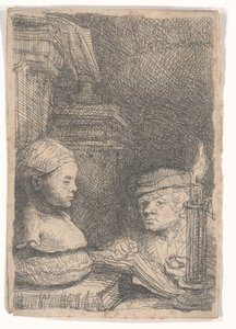Mand tegner fra en rollebesætning af Rembrandt van Rijn