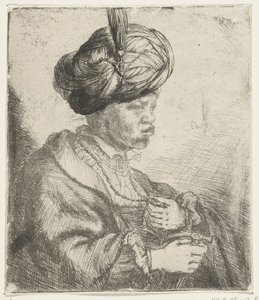 Mand med turban, c.1660-70 af Rembrandt van Rijn