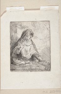 Den Sørgende Jomfru Maria med korsfæstelsens redskaber af Rembrandt van Rijn