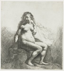 Nøgen kvinde på en høj af Rembrandt van Rijn