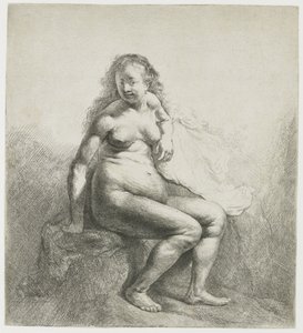 Nøgen kvinde på en høj af Rembrandt van Rijn