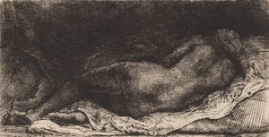 Negress liggende, 1658. af Rembrandt van Rijn