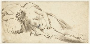 Nøgen kvinde, der ligger på en pude af Rembrandt van Rijn