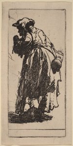 Gammel tiggerkvinde med en kalabas af Rembrandt van Rijn
