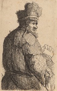 Gammel mand set bagfra, profil til højre, ca. 1631. af Rembrandt van Rijn