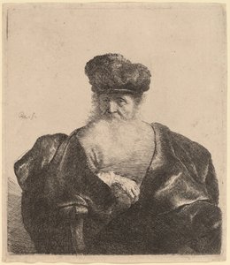 Gammel mand med skæg, pelshue og fløjlskappe af Rembrandt van Rijn
