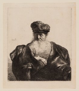 Gammel mand med skæg, pelshue og fløjlskappe af Rembrandt van Rijn