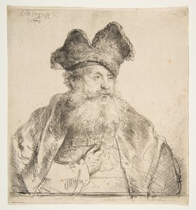 Gammel mand med delt pelshue. af Rembrandt van Rijn