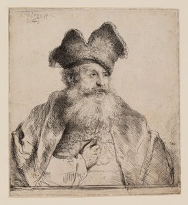 Gammel mand med delt pelshue af Rembrandt van Rijn