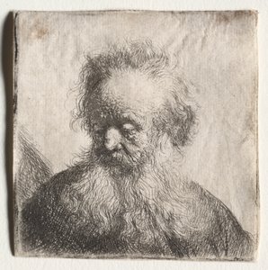 Gammel mand med flydende skæg: Buste af Rembrandt van Rijn