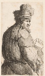 Gammel mand set bagfra: profil mod højre: halvfigur af Rembrandt van Rijn