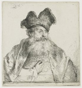 Gammel mand med delt pelshue af Rembrandt van Rijn