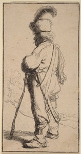 Polak, der støtter sig til en stok af Rembrandt van Rijn
