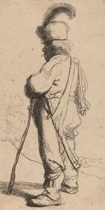 Polander læner sig op ad en pind, ca. 1632. af Rembrandt van Rijn