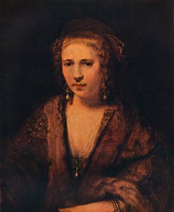 Portræt af Hendrickje Stoffels med en fløjlsbasker, c1654 af Rembrandt van Rijn