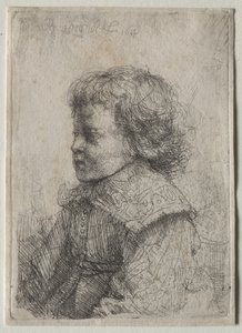 Portræt af en dreng i profil af Rembrandt van Rijn