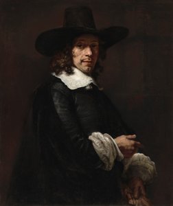 Portræt af en herre med høj hat og handsker af Rembrandt van Rijn