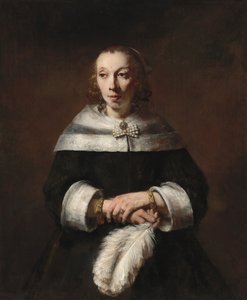 Portræt af en dame med en strudsfjervifte af Rembrandt van Rijn