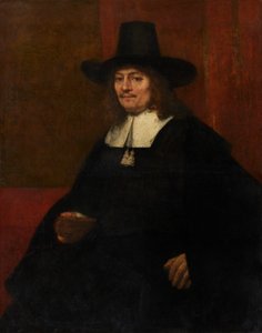 Portræt af en mand i en høj hat af Rembrandt van Rijn