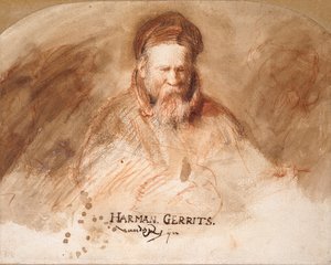 Portræt af en gammel mand Rembrandts far, 1625-1630. af Rembrandt van Rijn