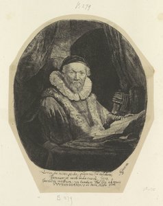Portret van de Remonstrante forudsiger Jan Wtenbogaert Samling af 85 originale tryk (serietitel) af Rembrandt van Rijn