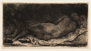 Liggende nøgen kvinde af Rembrandt van Rijn