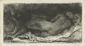 Liggende nøgen kvinde af Rembrandt van Rijn