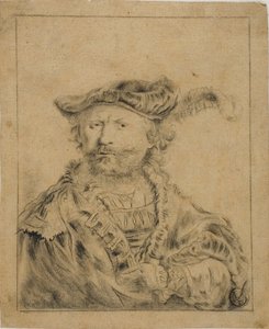 Rembrandt med en Plumed Hat af Rembrandt van Rijn
