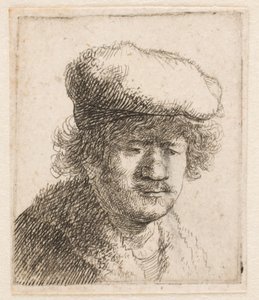 Rembrandt med kasketten trukket frem: buste af Rembrandt van Rijn