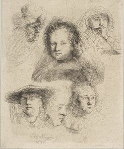 Rembrandts kone og fem andre hoveder, 1636. af Rembrandt van Rijn
