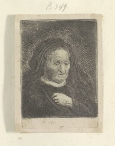 Rembrandts mor med hånden på brystet: lille buste Recueil de quatre-vingt-cinq estampes originales (serietitel) af Rembrandt van Rijn