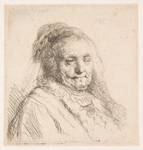 Rembrandts mor: hoved og brystbillede, trekvartprofil af Rembrandt van Rijn