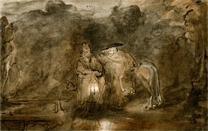 Hvil på flugten til Egypten af Rembrandt van Rijn