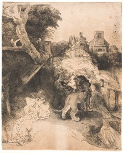 S. Jerome læser i et italiensk landskab af Rembrandt van Rijn